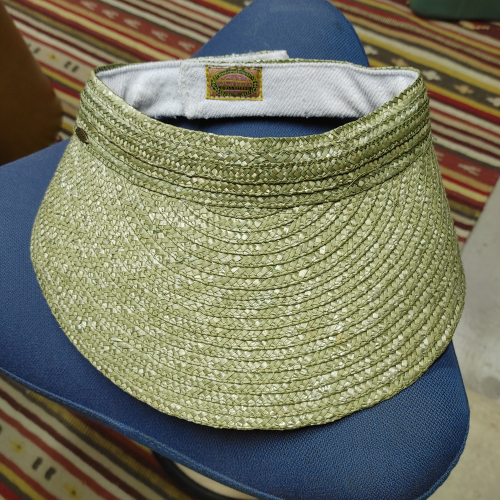Straw Visor Sun Hat - Olive Green